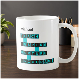 Taza De Café Valores del instructor educador maestro Teal negro