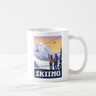Taza De Café Vamos a esquiar la impresión de cosecha