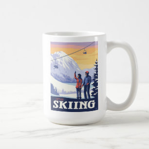 Taza De Café Vamos a esquiar la impresión de cosecha