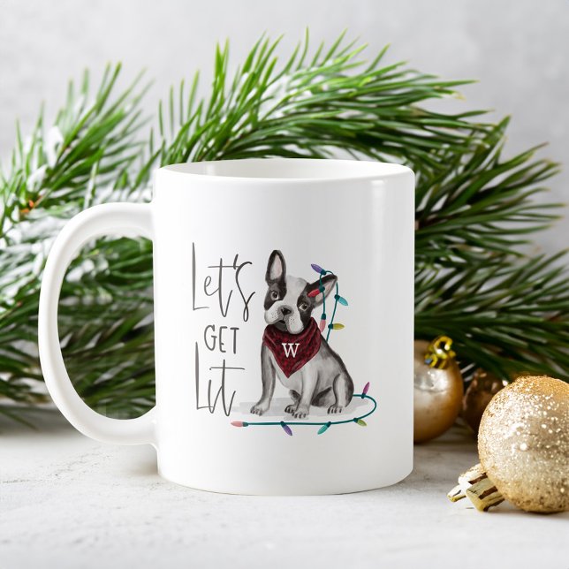 Taza De Café Vamos a hacer Bulldog de acuarela de perro travies (Let's Get Lit Naughty Dog Watercolor Bulldog Coffee Mug)