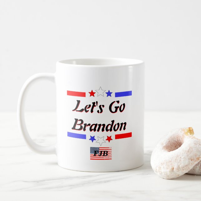 Taza De Café Vamos Brandon FJB Red White Blue Stars Bandera de  (Con donut)