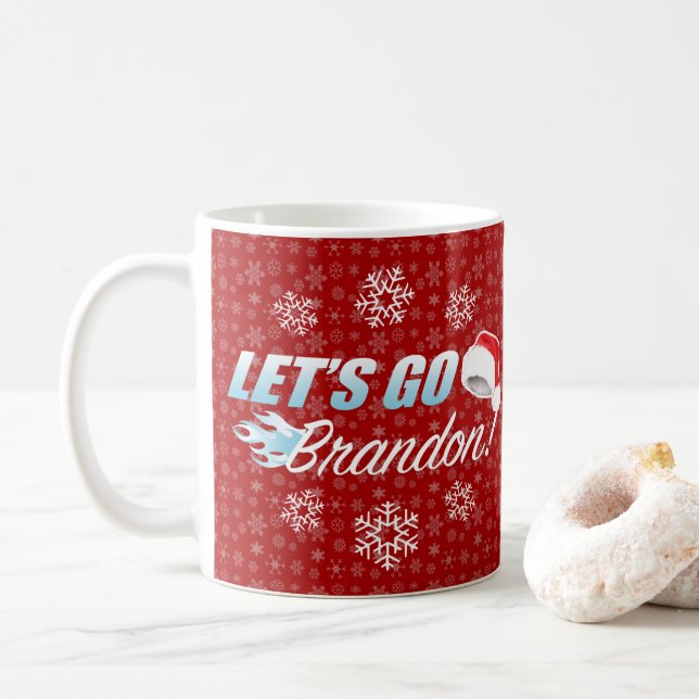 Taza De Café Vamos Brandon Navidades divertidos (Con donut)