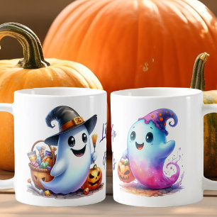 Taza De Café Vamos Ghouls, Halloween con dos fantasmas