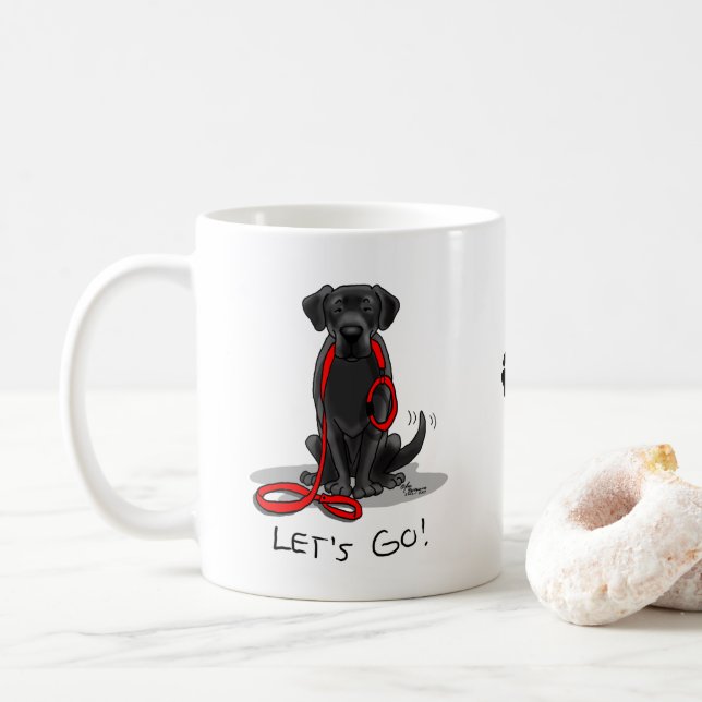 Taza De Café ¡Vamos! Recuperador de Labrador Negro - Perro lind (Con donut)