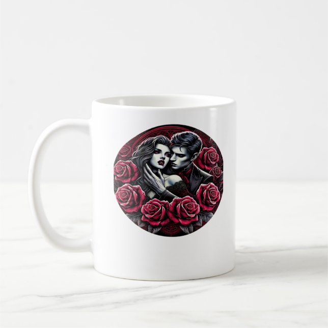 Taza De Café Vampiric Romance Gótico - Hasta Que La Muerte Nos  (Izquierda)