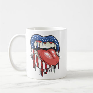 Taza De Café Vampiro de bandera estadounidense levanta camiseta