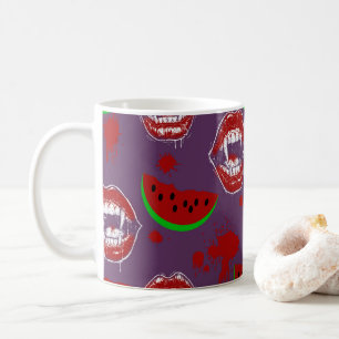 Taza De Café Vampiro y Sandía Spooky Summerween Púrpura