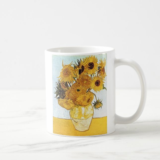 Taza De Café Van Gogh el florero con 12 girasoles (Derecha)
