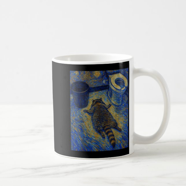 Taza De Café Van Gogh Raccoon Drunk Pes Out In Bathroom Meme  (Derecha)