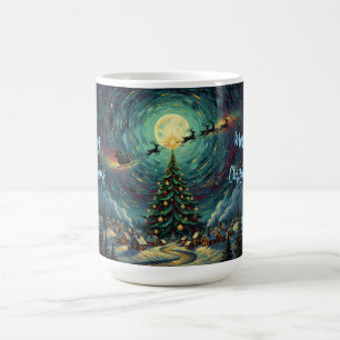 Taza De Café Van Gogh Style Christmas Coffee Mug Santa Sleigh