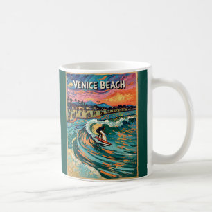 Taza De Café Van Gogh Venice Beach Surfing California Retro