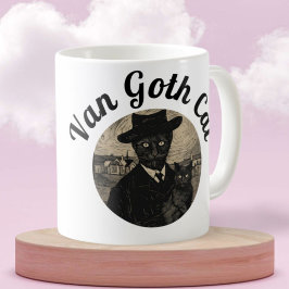 Taza De Café Van Gótico Cat Starry Night estilo gótico