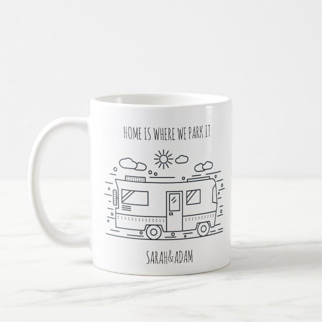 Taza De Café Van Life personalizada, Camper Van Couples Mug (Izquierda)
