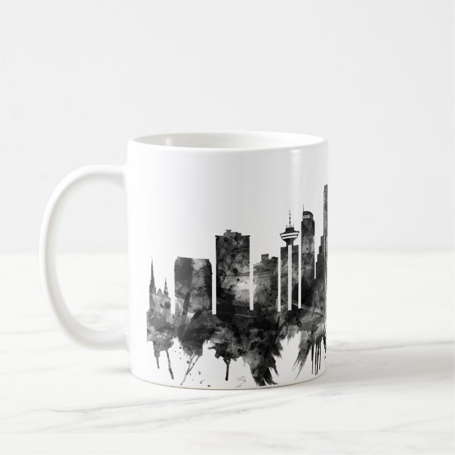 Taza De Café Vancouver Canada Skyline BW (Izquierda)