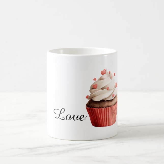 Taza De Café Vanilla Frosting Hearts Chocolate Cupcake (Centro)