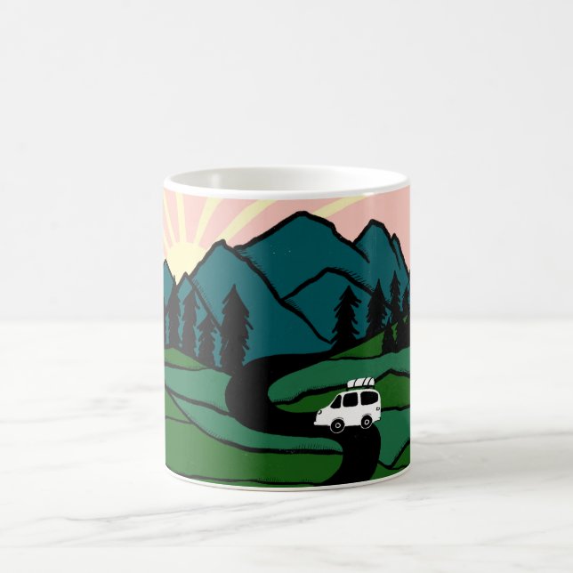 Taza De Café Vanlife Road Trip Campervan Mountain Sunrise (Centro)