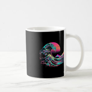Taza De Café Vaperwave Estético Glitch Great Wave Retrowave Sy