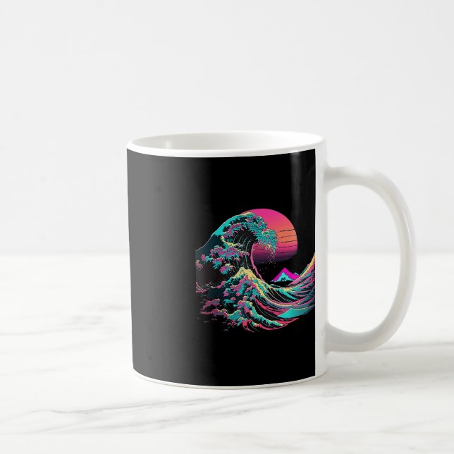 Taza De Café Vaperwave Estético Glitch Great Wave Retrowave Sy (Derecha)