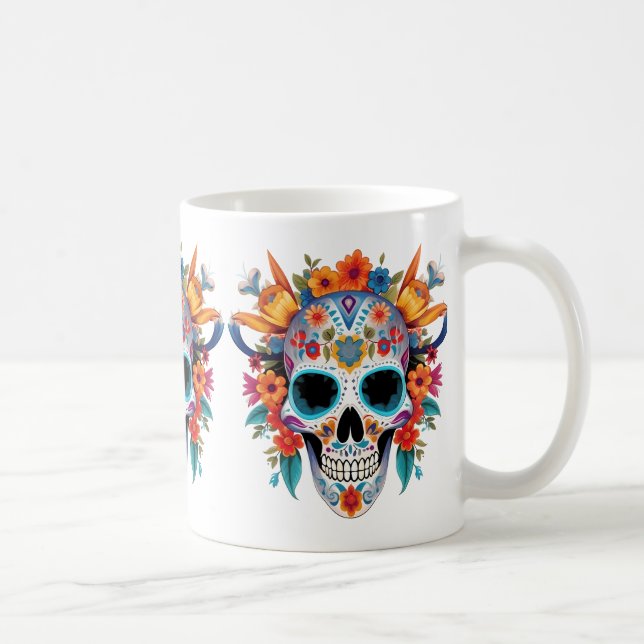 Taza De Café Vaporwave_Skull_Sunset_with_Neon_Tropical_Vibes_re (Derecha)