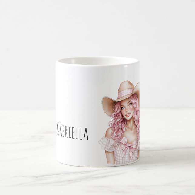 Taza De Café Vaquera de pelo rosa   (Centro)