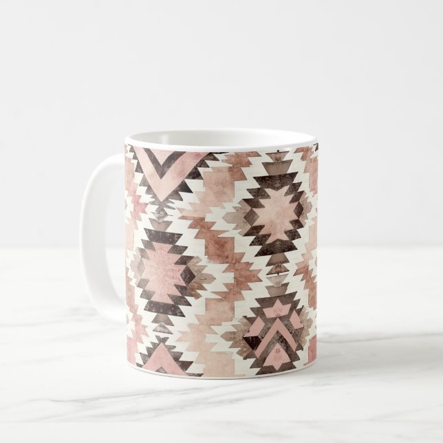Taza De Café Vaquera marrón rosa de la tribu suroeste (Anverso izquierdo)