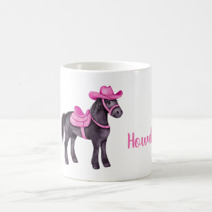 Taza De Café Vaquera Rosa Howdy Caballo