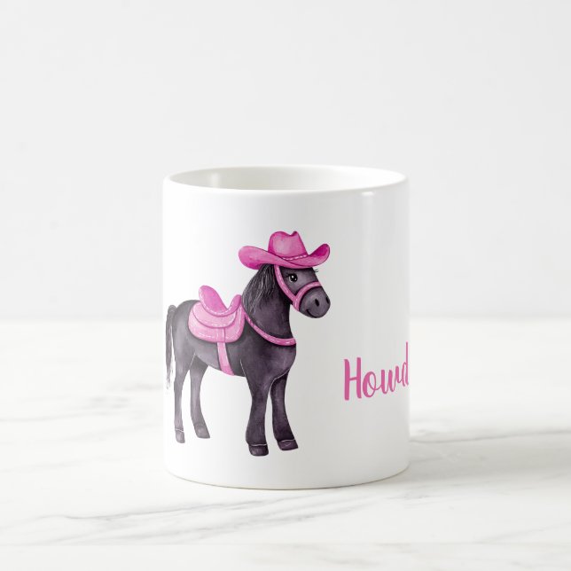 Taza De Café Vaquera Rosa Howdy Caballo (Centro)