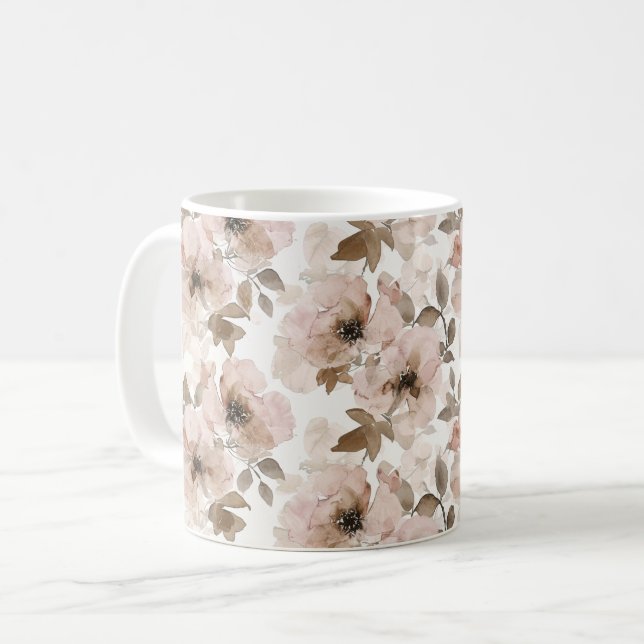 Taza De Café Vaquera Rosa Marrón Floral del Suroeste (Anverso izquierdo)
