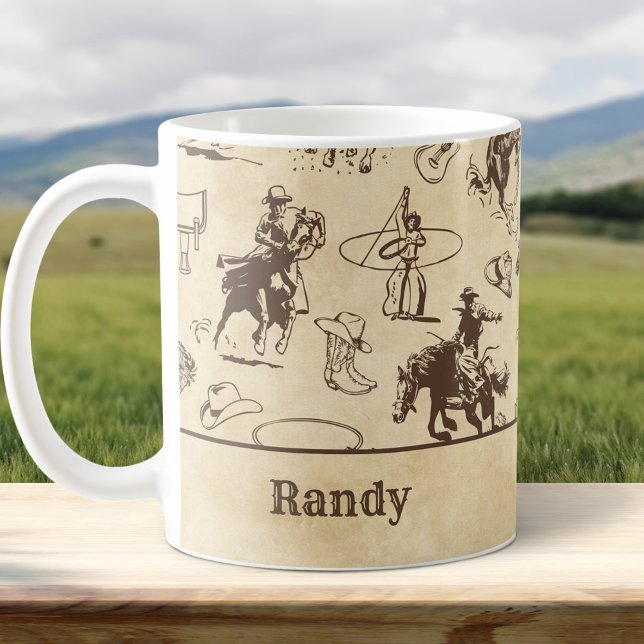 Taza De Café Vaquero de Rodeo Occidental Personalizado (Subido por el creador)