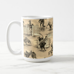 Taza De Café Vaquero de Rodeo Occidental Retro Vintage