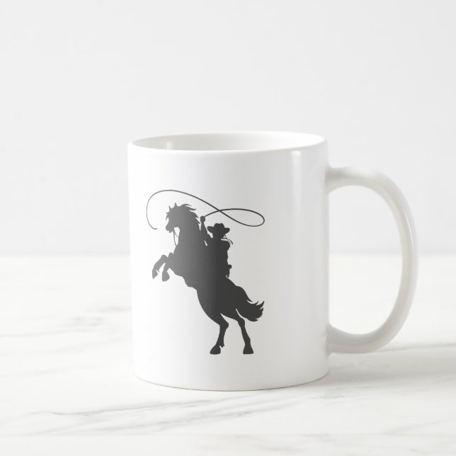 Taza De Café vaquero lanzando lazo criando caballo (Derecha)