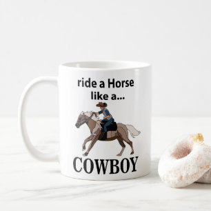 Taza De Café Vaquero Monta Un Caballo Como Un Vaquero