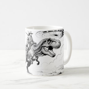Taza De Café Vaquero montado en dinosaurio