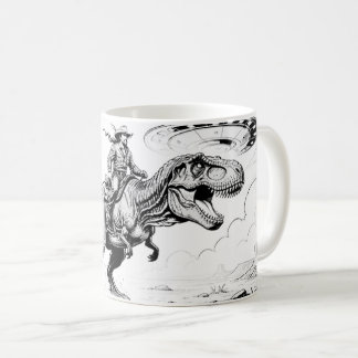 Taza De Café Vaquero montado en dinosaurio