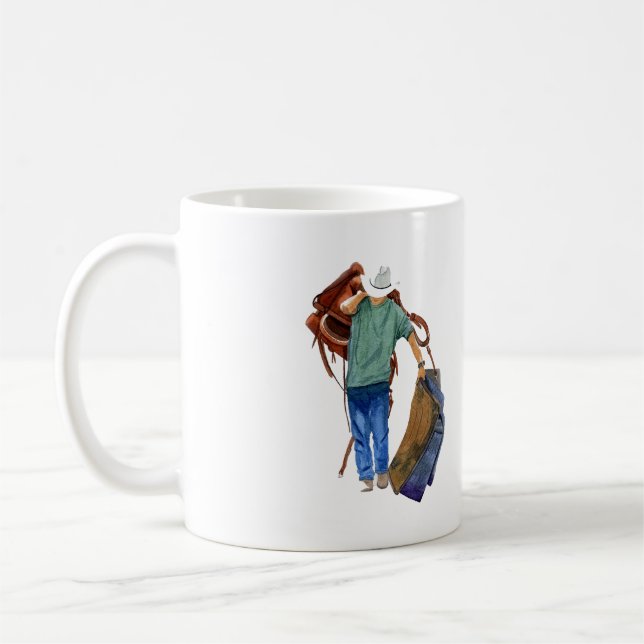 Taza De Café Vaquero Rodeo Con Tack (Izquierda)