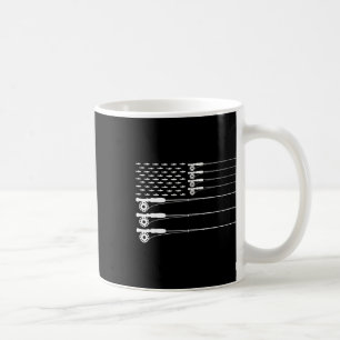 Taza De Café Varilla de pesca con mosca de la bandera americana