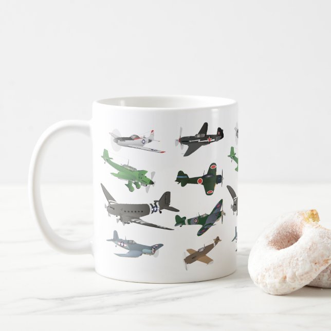 Taza De Café Varios aviones WW2 (Con donut)