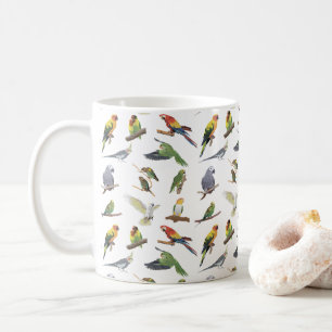Taza De Café Varios loros coloridos