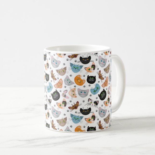 Taza De Café Various cat faces pattern (Anverso derecho)