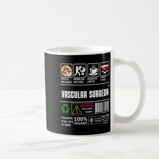 Taza De Café Vascular Surgeon Doctor Job Label Sarcasm Skills C (Derecha)