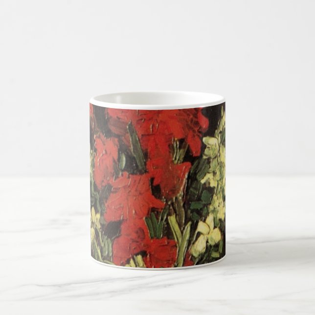 Taza De Café Vase con Gladioli, Carnations de Vincent van Gogh (Centro)