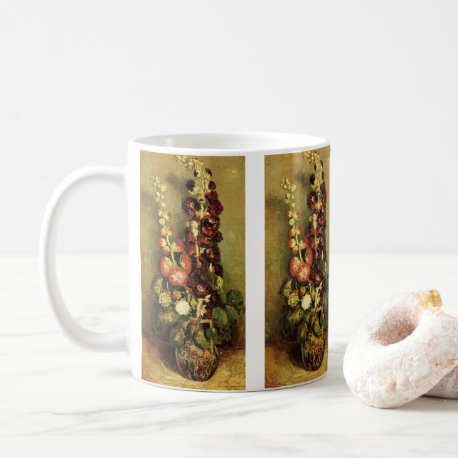 Taza De Café Vase con Hollyhocks por Vincent van Gogh (Con donut)