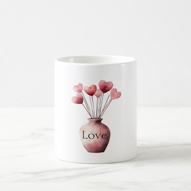 Taza De Café Vase of Hearts Love (Centro)