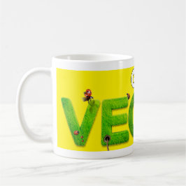 Taza De Café Ve a Vegano Amarillo Brillante y Verde