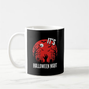 Taza De Café Vector Cementerio Espeluznante Noche de Halloween