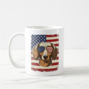 Taza De Café Vector de gafas de sol con bandera patriótica vint