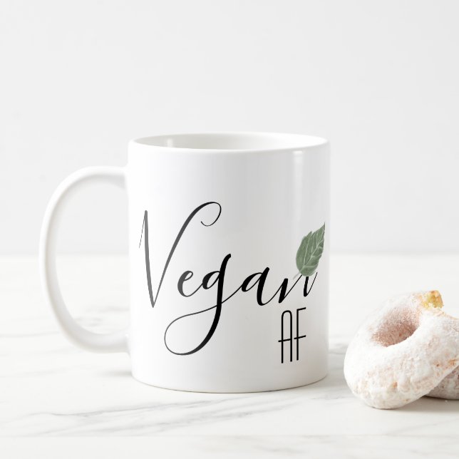 Taza De Café Vegan AF Divertido Saber Leaf (Con donut)