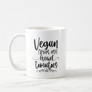 Taza De Café Vegan De Mi Cabeza Tomates Divertido Tema Vegan