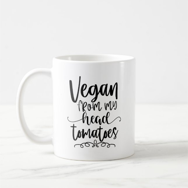 Taza De Café Vegan De Mi Cabeza Tomates Divertido Tema Vegan (Izquierda)