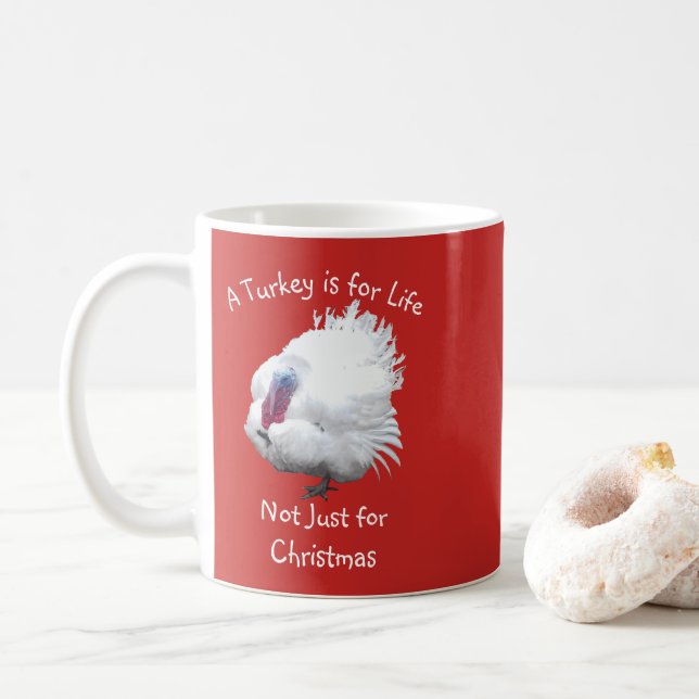 Taza De Café Vegan Turkey Navidades (Con donut)